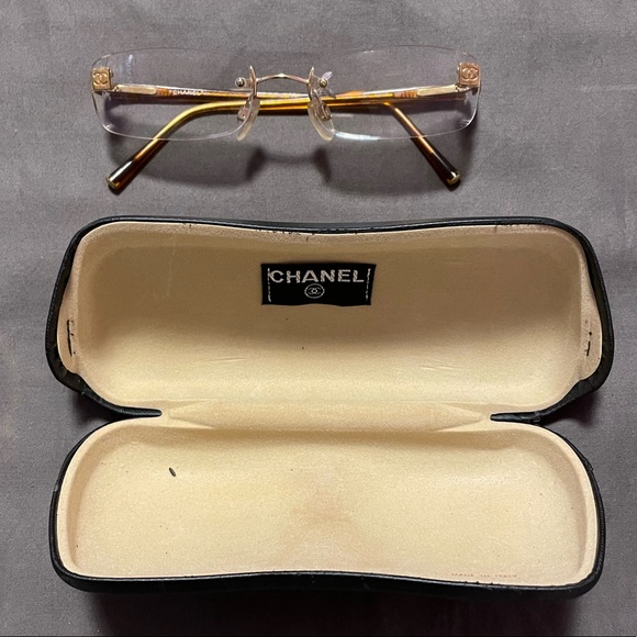 CHANEL Glasses Gold Logo with Case - Picture 1 of 10